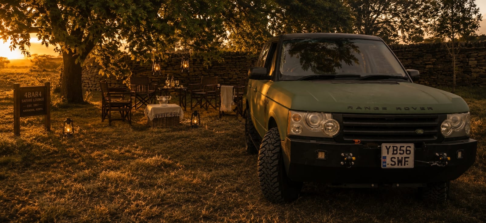 Golden hour outdoor event bar